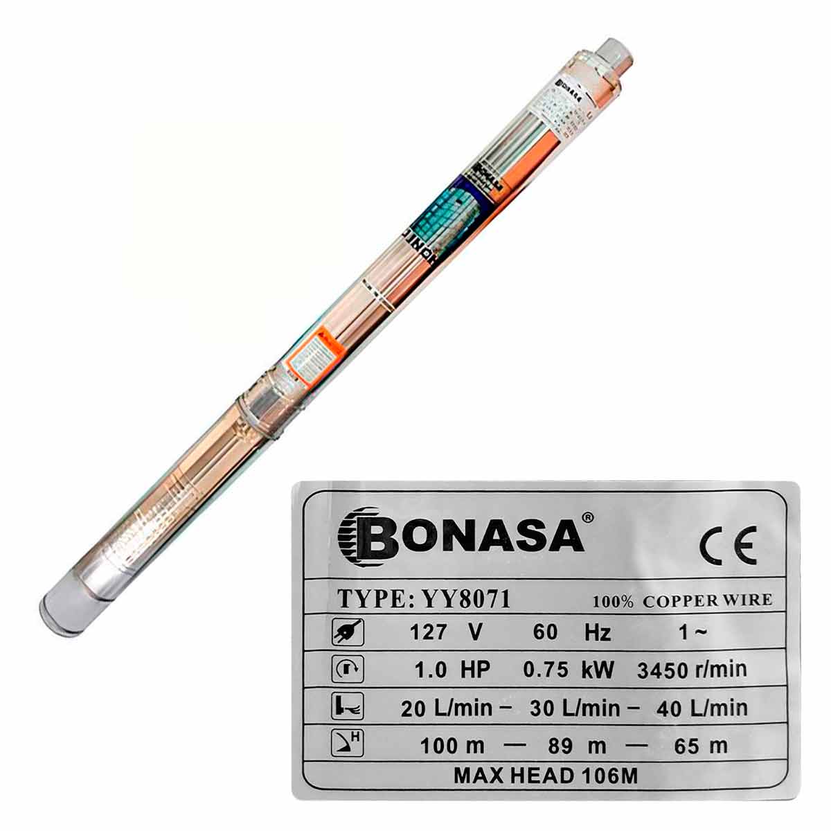 Bomba Sumergible 1 HP Con Caja De Control YY8071 Bonasa