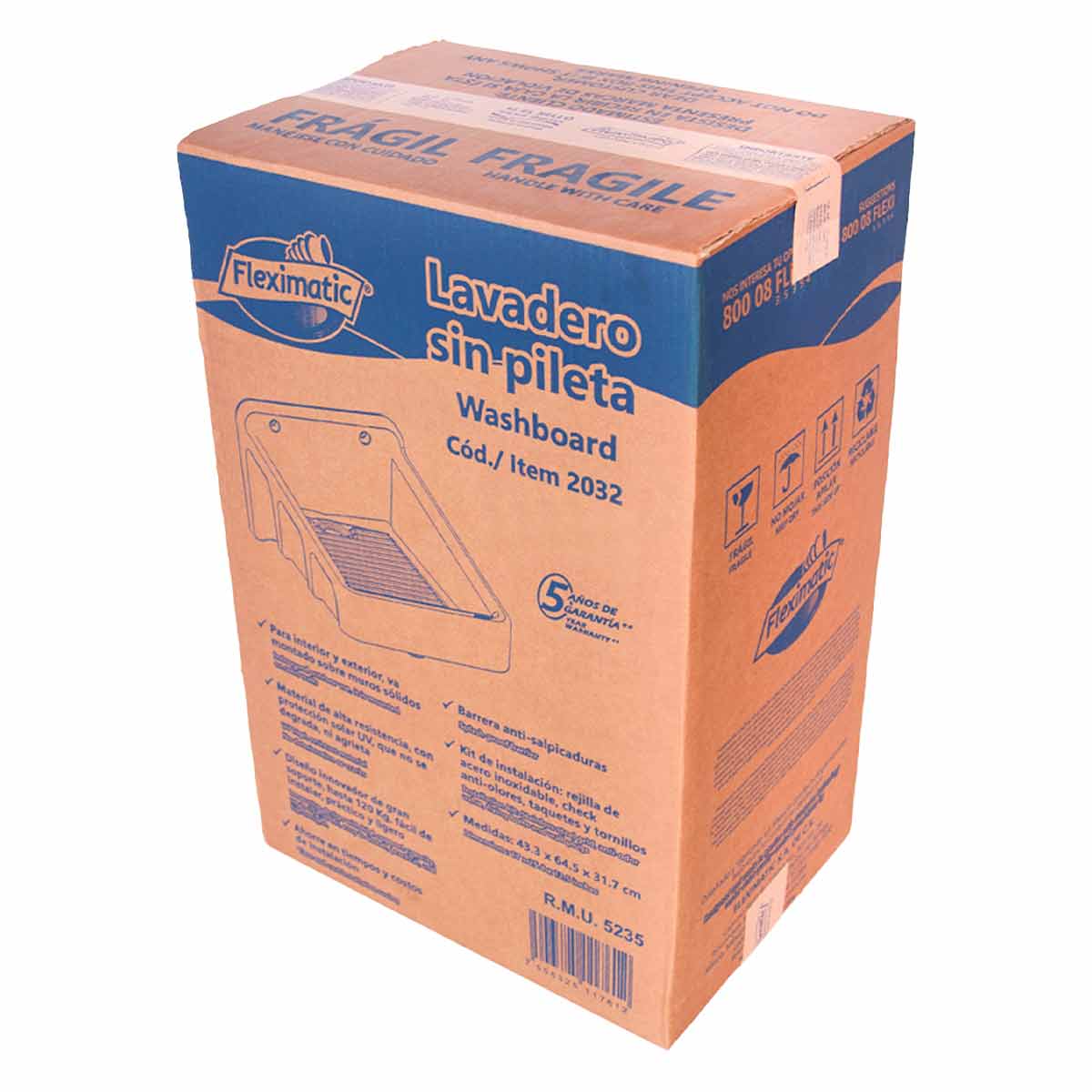 LAVADERO SIN PILETA COLOR GRIS 43.3 X 64.5 CM FLEXIMATIC FLEXIMATIC SA DE CV Ferreabasto