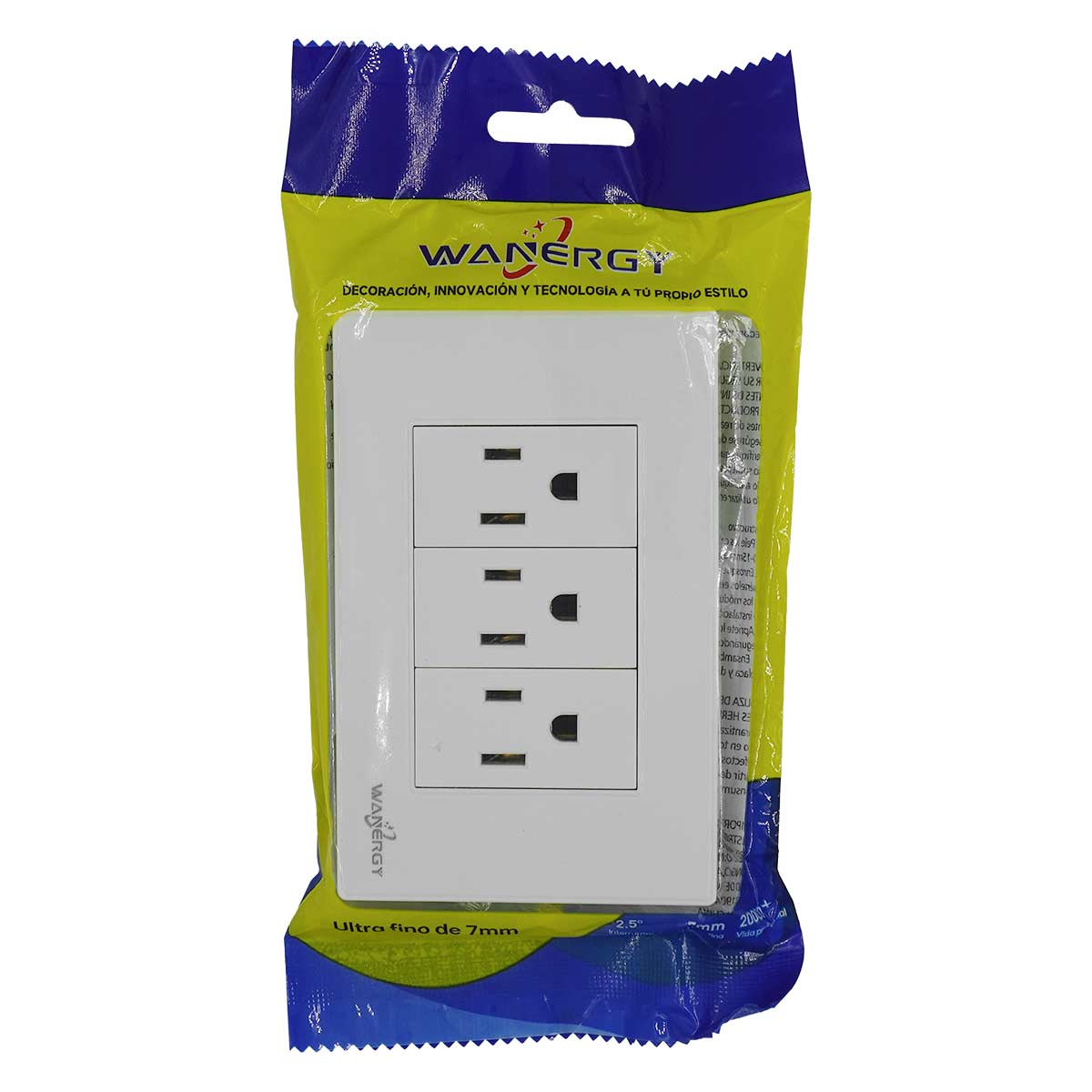 Placa Armada Con 3 Contactos De 1 Modulo Blanco WANERGY Ferreabasto