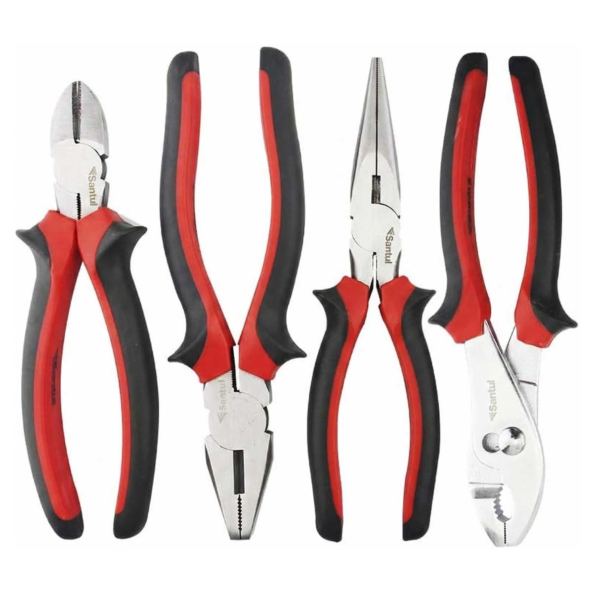 Juego 4 Pinzas Punta, Electrica, Corte, Mecanica Con Mangos