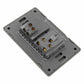 Placa Armada Con 1 Apagador Sencillo Y 1 Contacto De 1.5 Modulos Acero Inox