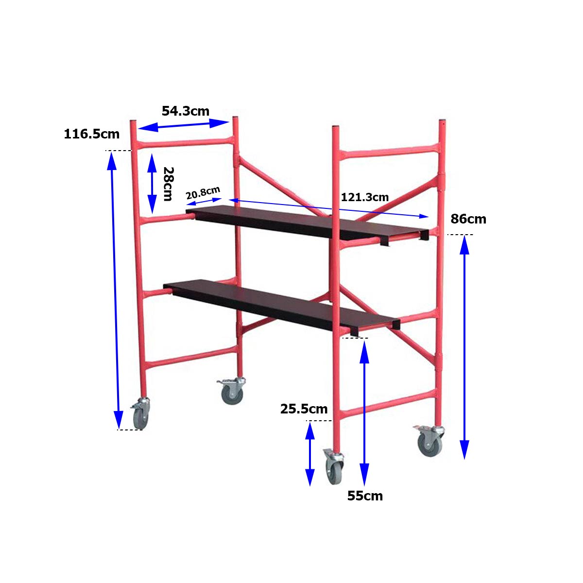 Andamio Plegable De Acero Con Ruedas Rojo BYP MAS15KG