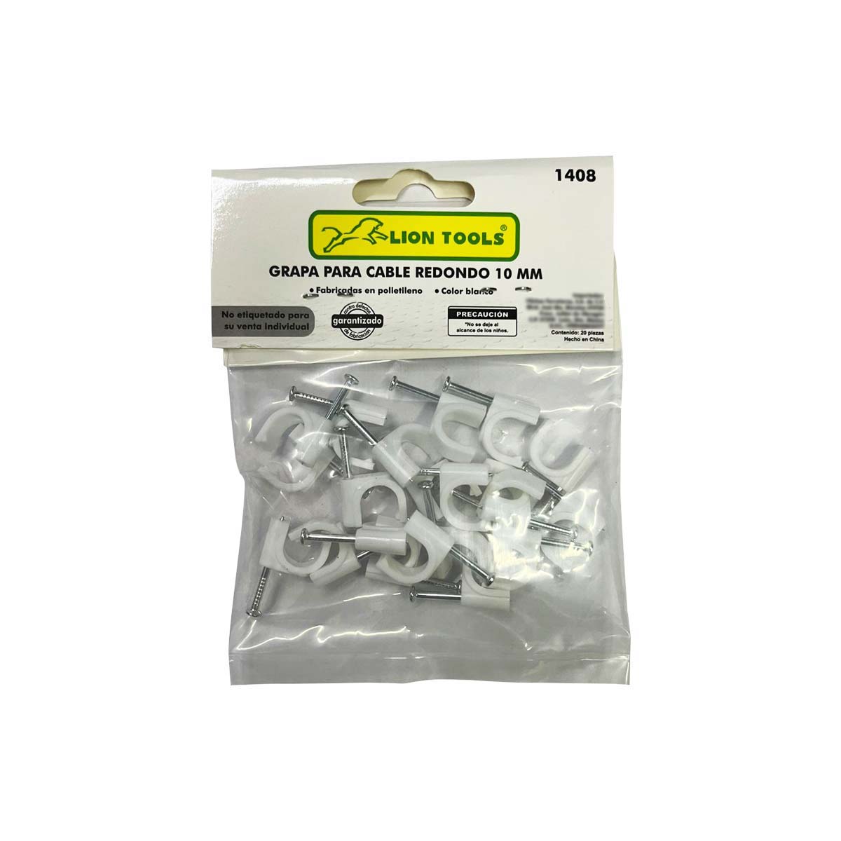 Grapa Para Cable Redondo 10mm Blanco Bolsa Con 20Pzs