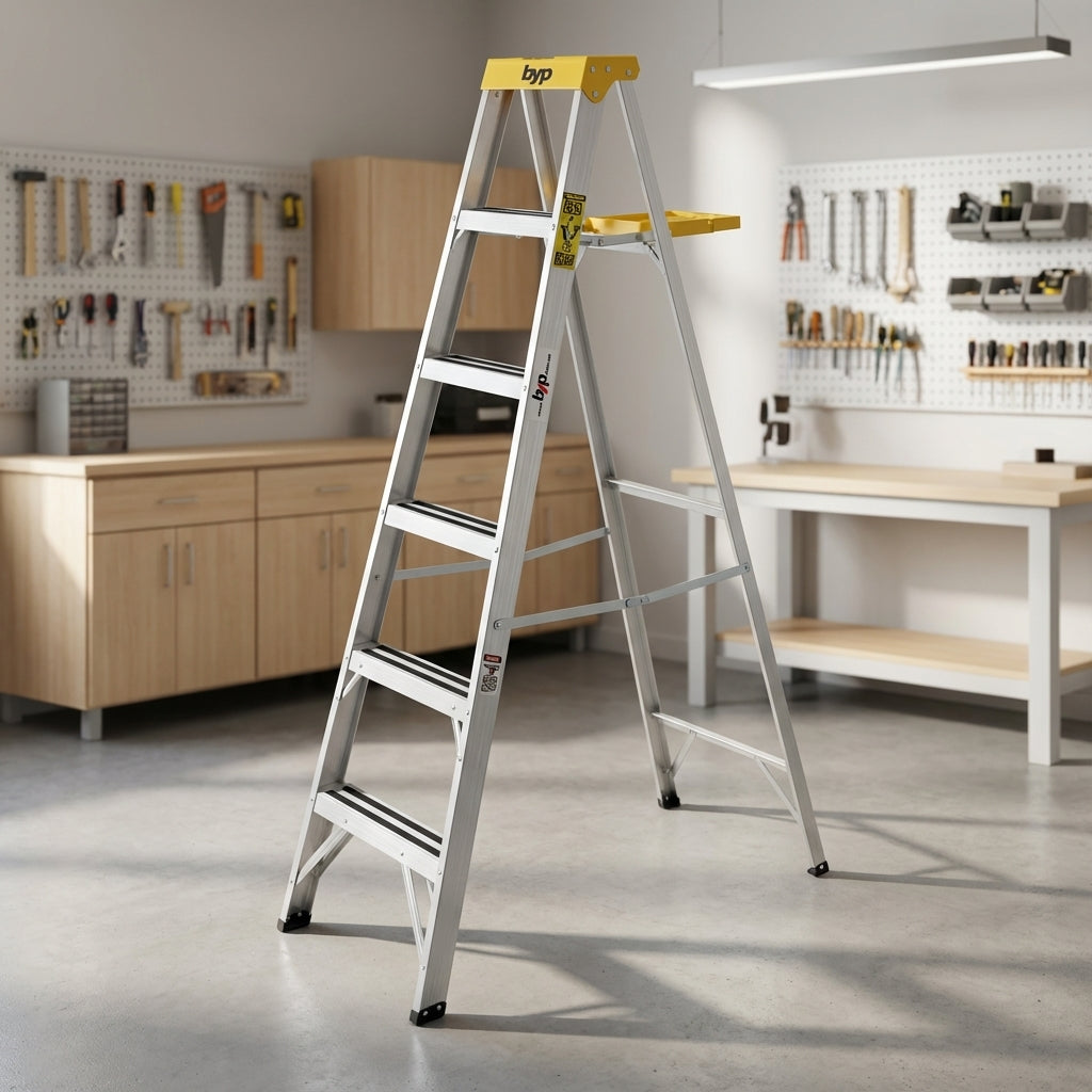 Escalera De Tijera De Aluminio Profesional 6 Esc 2.13M BYP BROCHAS Y PRODUCTOS S de RL de CV Ferreabasto