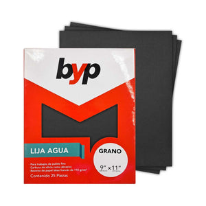 25 Pzs Lija De Agua 9X11 Pulgadas Grano 120 BYP BYP Ferreabasto