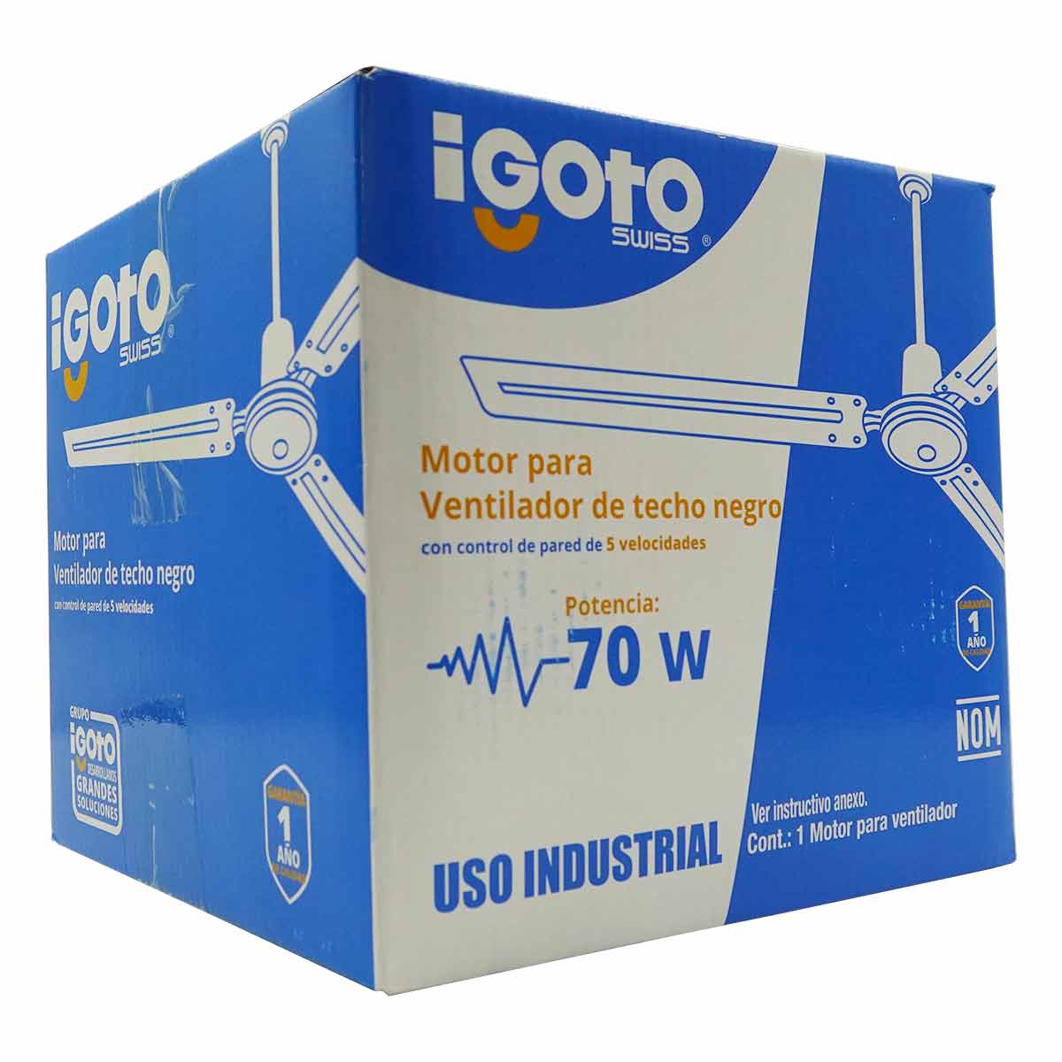 Ventilador De Techo 56 Pulg 70W Industrial Metalico Negro Igoto