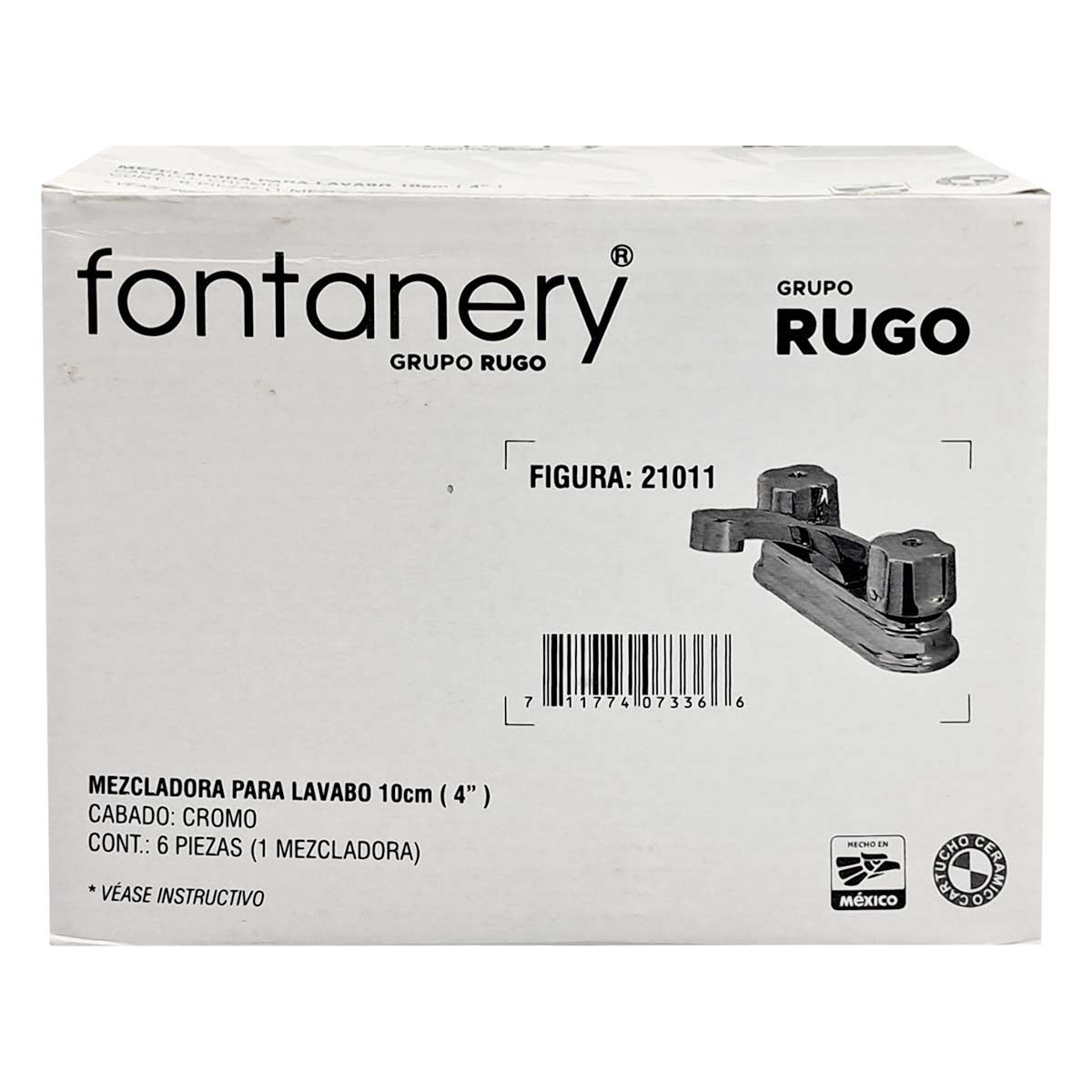 Mezcladora Cromada Fontanery 21011 Para Lavabo 4 Pulgadas