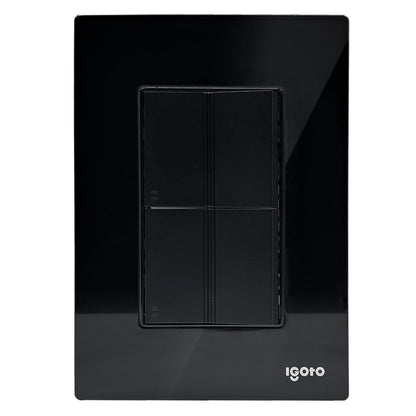 Placa Armada Cristal Con 2 Apagadores Escalera de 1.5 Modulos Negro Igoto IGOTO Ferreabasto