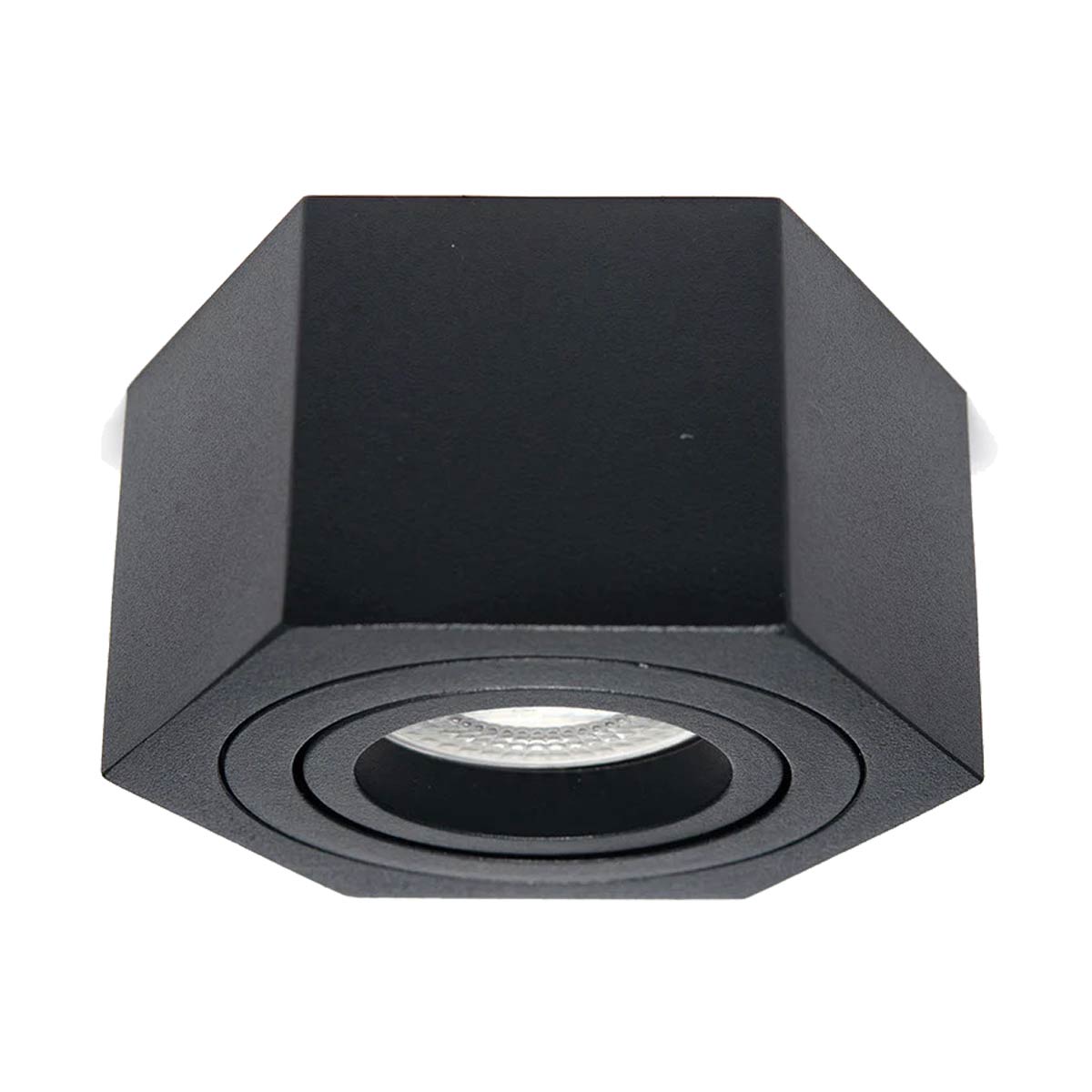 Marco Sobreponer Negro Hexa M Con Iman Base Gu10 Y Mr16