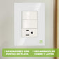 Placa Armada Cristal Con 2 Apagadores Sencillos Y 1 Contacto de 1 Modulo Blanco Igoto IGOTO Ferreabasto