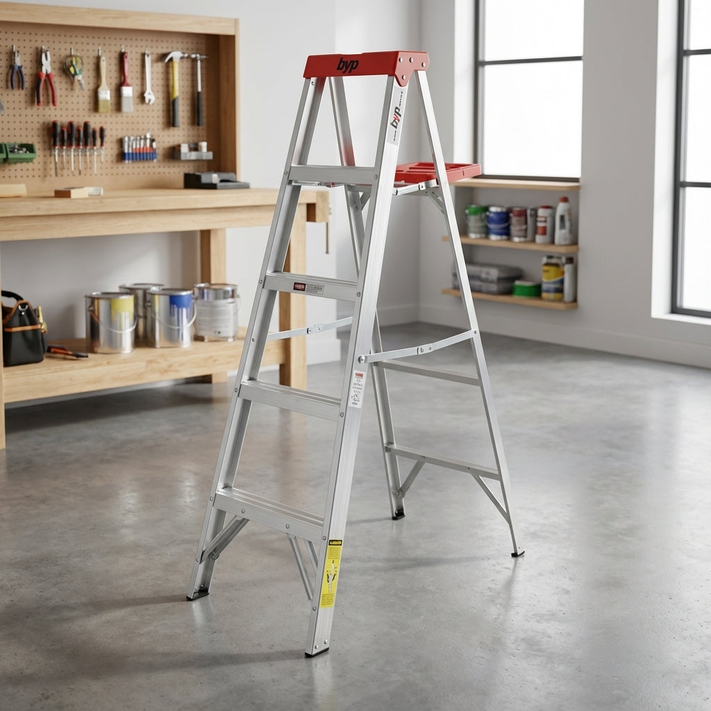 ESCALERA DE TIJERA DE ALUMINIO TIPO III 4 ESCALONES 1.54M BYP BYP Ferreabasto