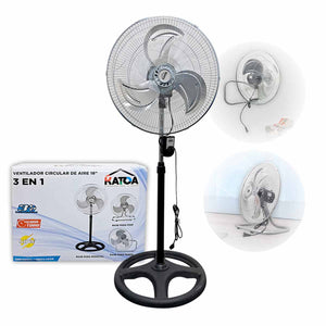 Ventilador 18 Pulgadas 3 En 1 Pared Piso Pedestal 3 Velocidades Katoa