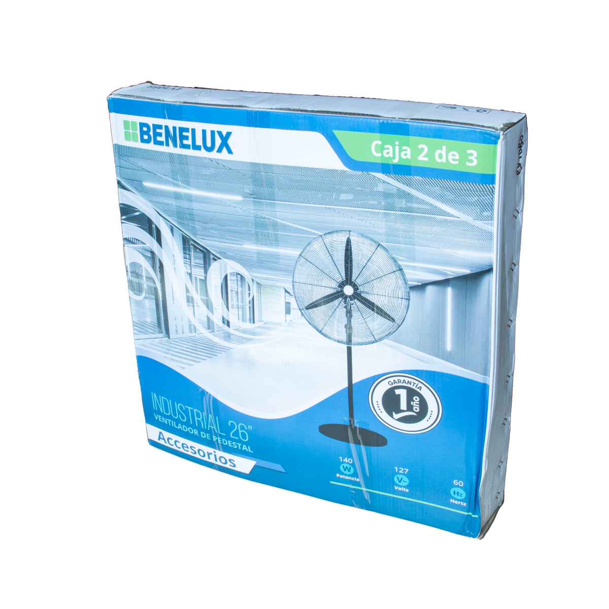 Ventilador Pedestal Y Pared Industrial 26 Pulgadas Aspas Metal 3 Vel Benelux