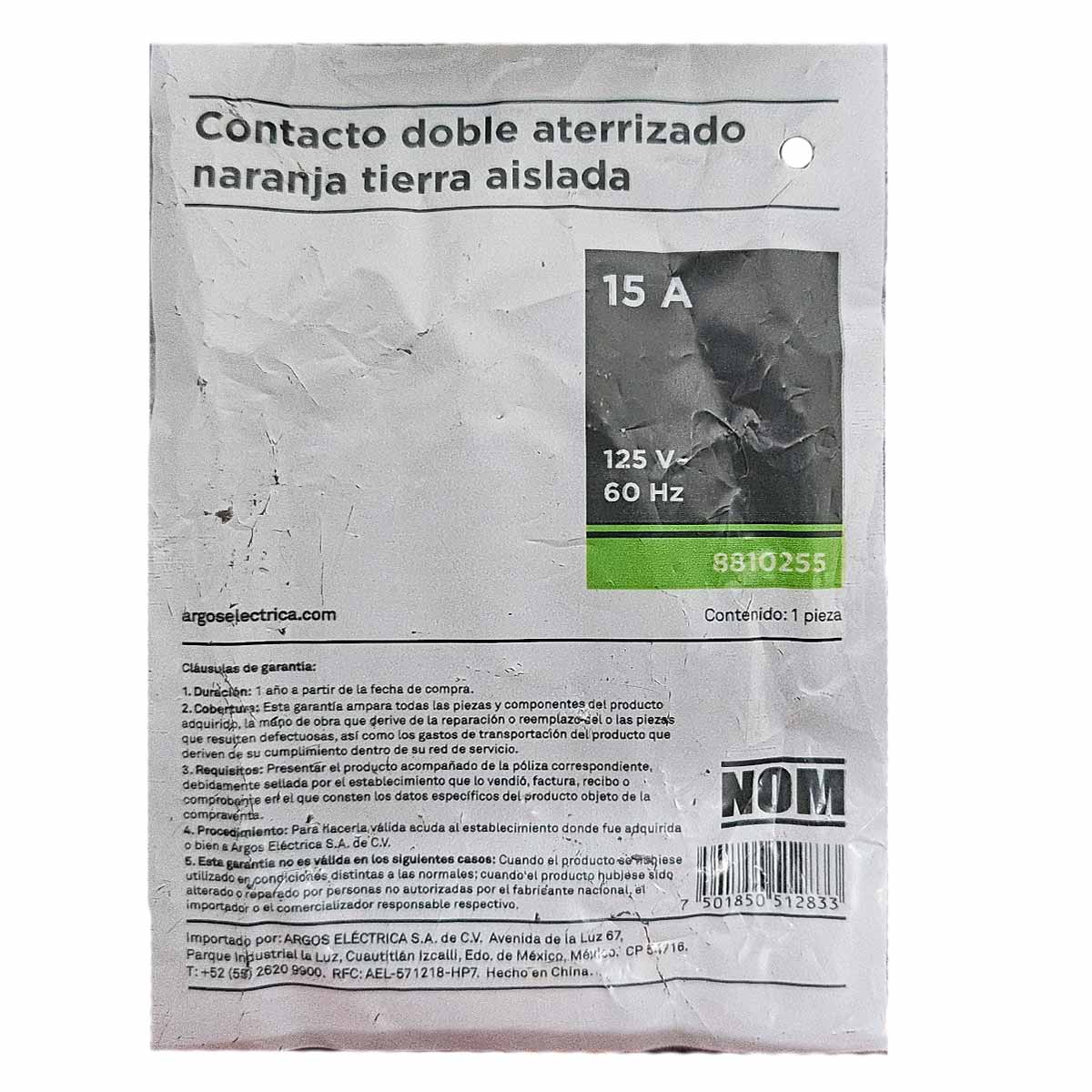 Contacto Doble Con Conexion A Tierra Aislada Naranja Argos