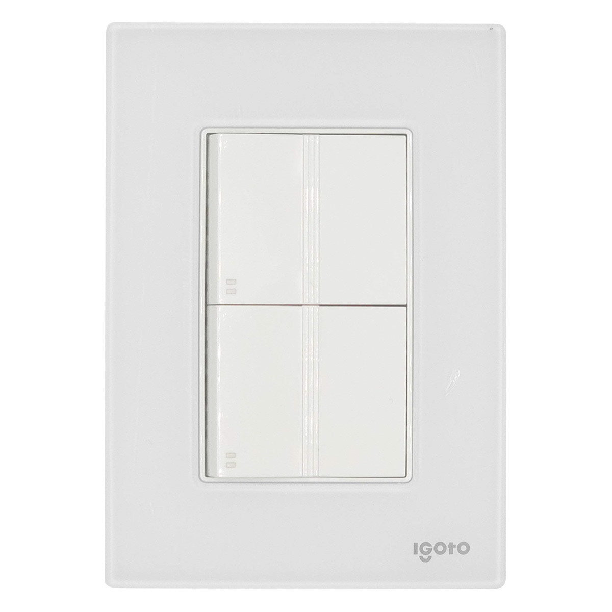 Placa Armada Cristal Con 2 Apagadores Escalera de 1.5 Modulos Blanco Igoto IGOTO Ferreabasto