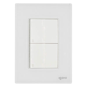 Placa Armada Cristal Con 2 Apagadores Escalera de 1.5 Modulos Blanco Igoto IGOTO Ferreabasto