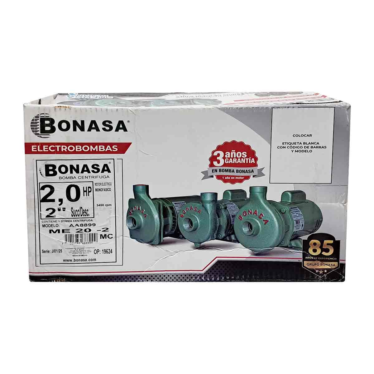 Bomba Para Agua Centrifuga 2 HP 2 X 2 Pulg Monofasica ME20-2