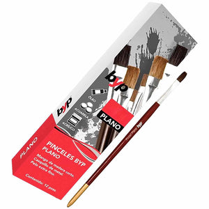 12 Pzs Pincel Camelus Plano #7 Para Pintura Acrilica Acuarela Oleo BYP BROCHAS Y PRODUCTOS S de RL de CV Ferreabasto