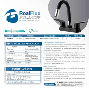 Mezcladora Para Lavabo De 4" Con Cubierta Y Manerales ABS Acabado Negro Mate Roalflux