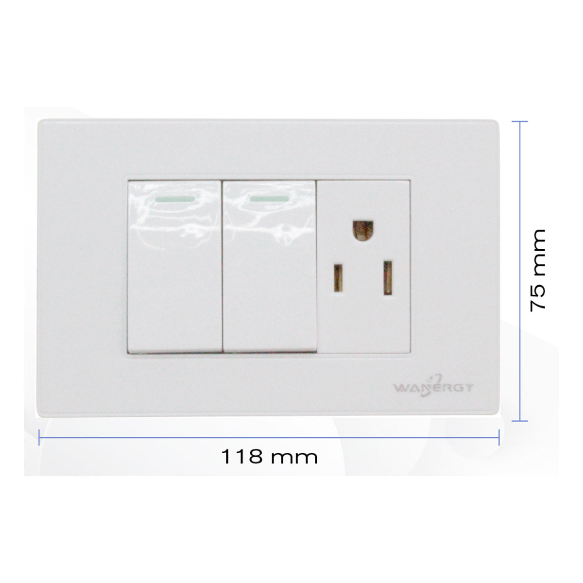 Placa Armada Con 2 Apagadores Sencillos y 1 Contacto De 1 Modulo Blanco WANERGY Ferreabasto