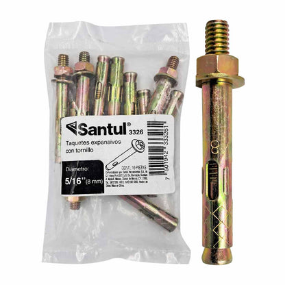 Bolsa Con 10 Pzs Taquete Expansivo C/Tornillo 5/16Pulg Acero