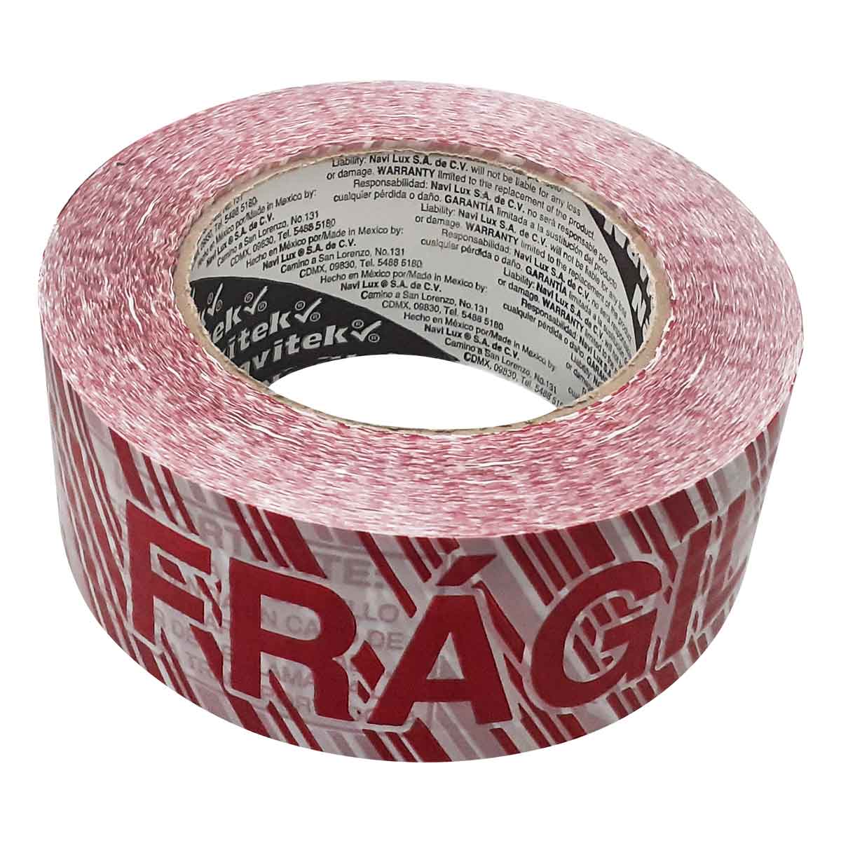 Cinta Empaque Leyenda Frágil Diagonal Letras Rojas 48mm x 150m NAVITEK Ferreabasto