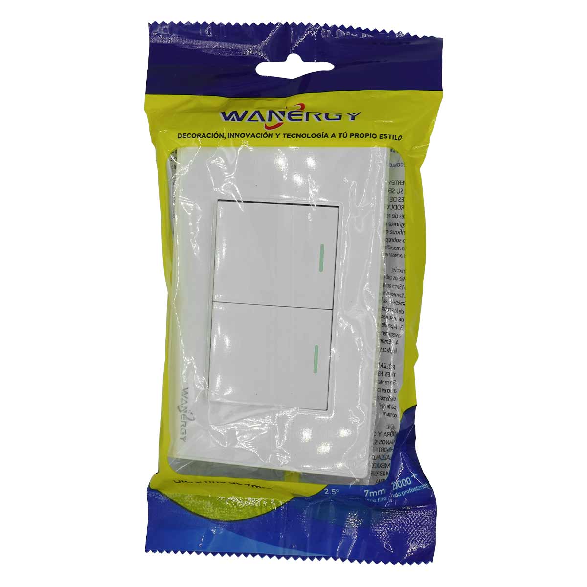 Placa Armada con 2 Apagadores Sencillos De 1.5 Modulos Blanco WANERGY Ferreabasto