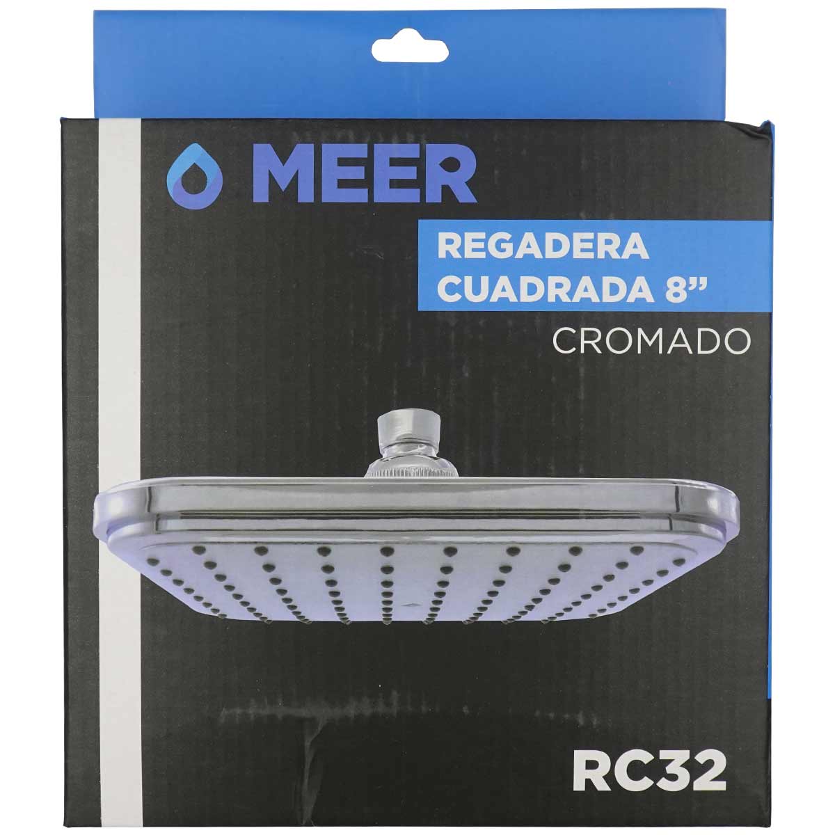 Regadera Cuadrada Plastica Cromada 8'' Meer