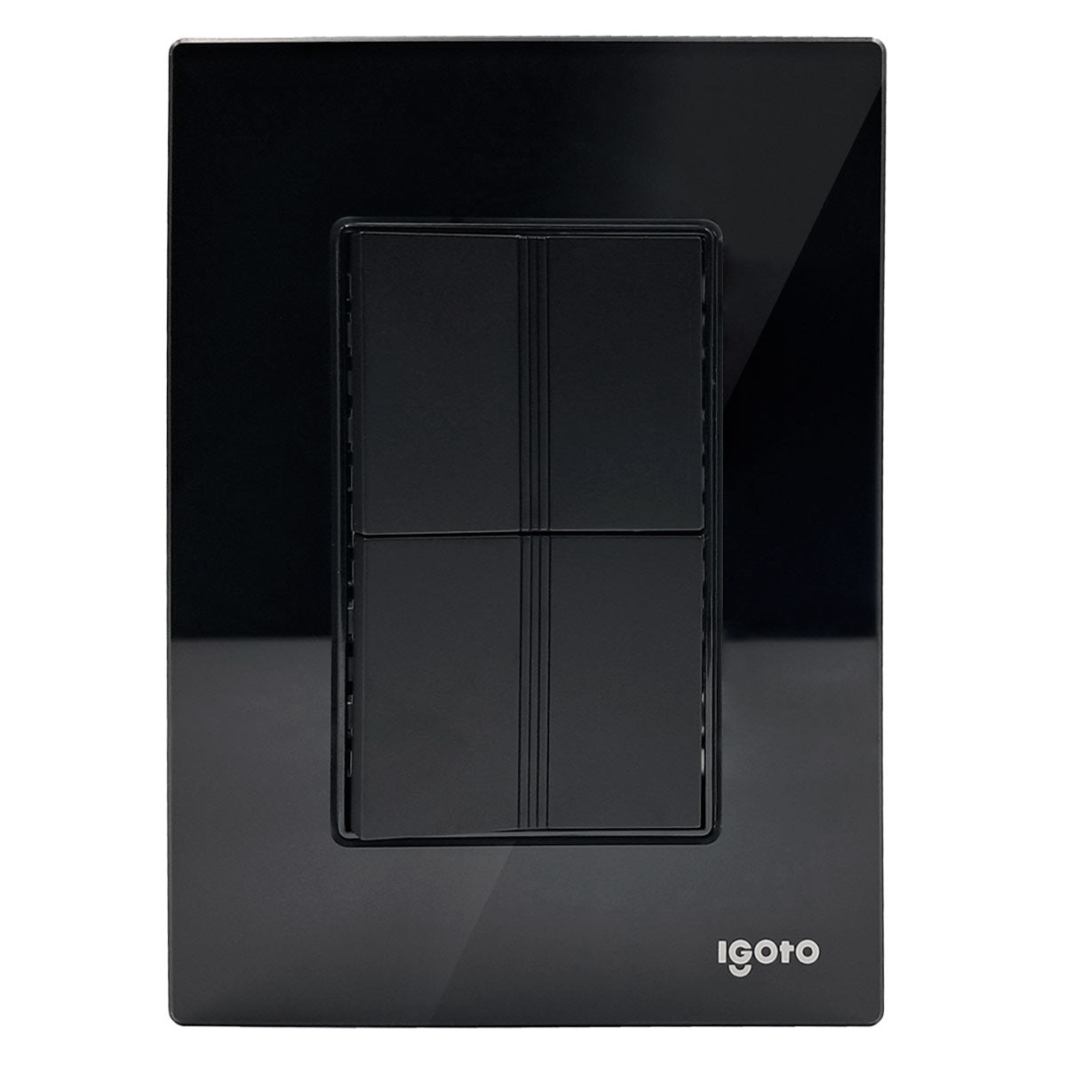 Placa Armada Cristal Con 2 Apagadores Sencillos de 1.5 Modulos Negro Igoto IGOTO Ferreabasto
