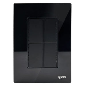 Placa Armada Cristal Con 2 Apagadores Sencillos de 1.5 Modulos Negro Igoto IGOTO Ferreabasto