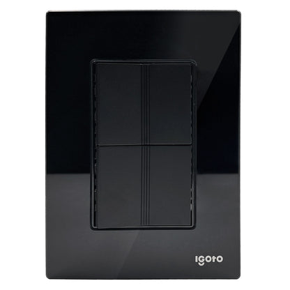 Placa Armada Cristal Con 2 Apagadores Sencillos de 1.5 Modulos Negro Igoto IGOTO Ferreabasto