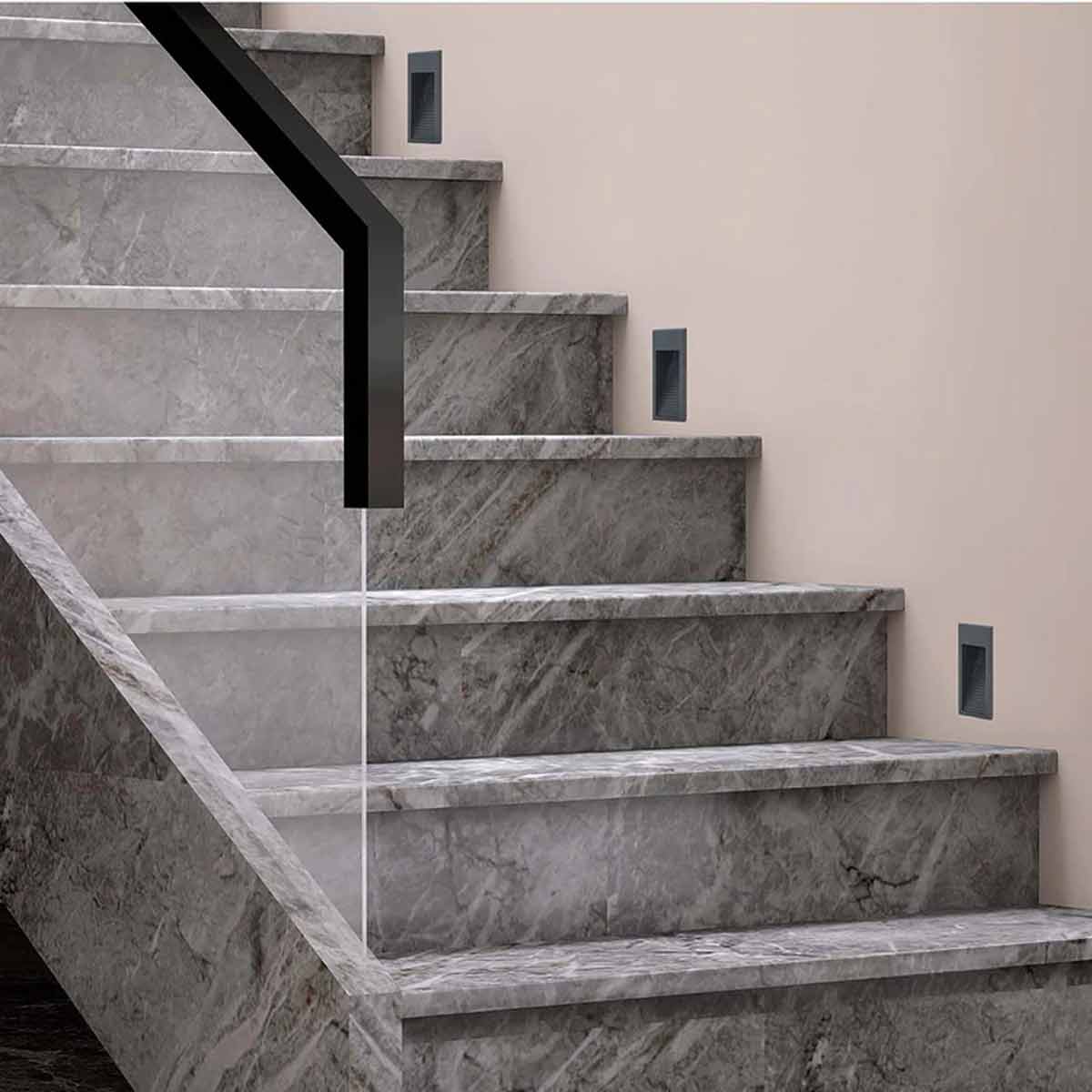 Luminario Led Empotrable Negro Alba RV Exterior 3W Luz Calida