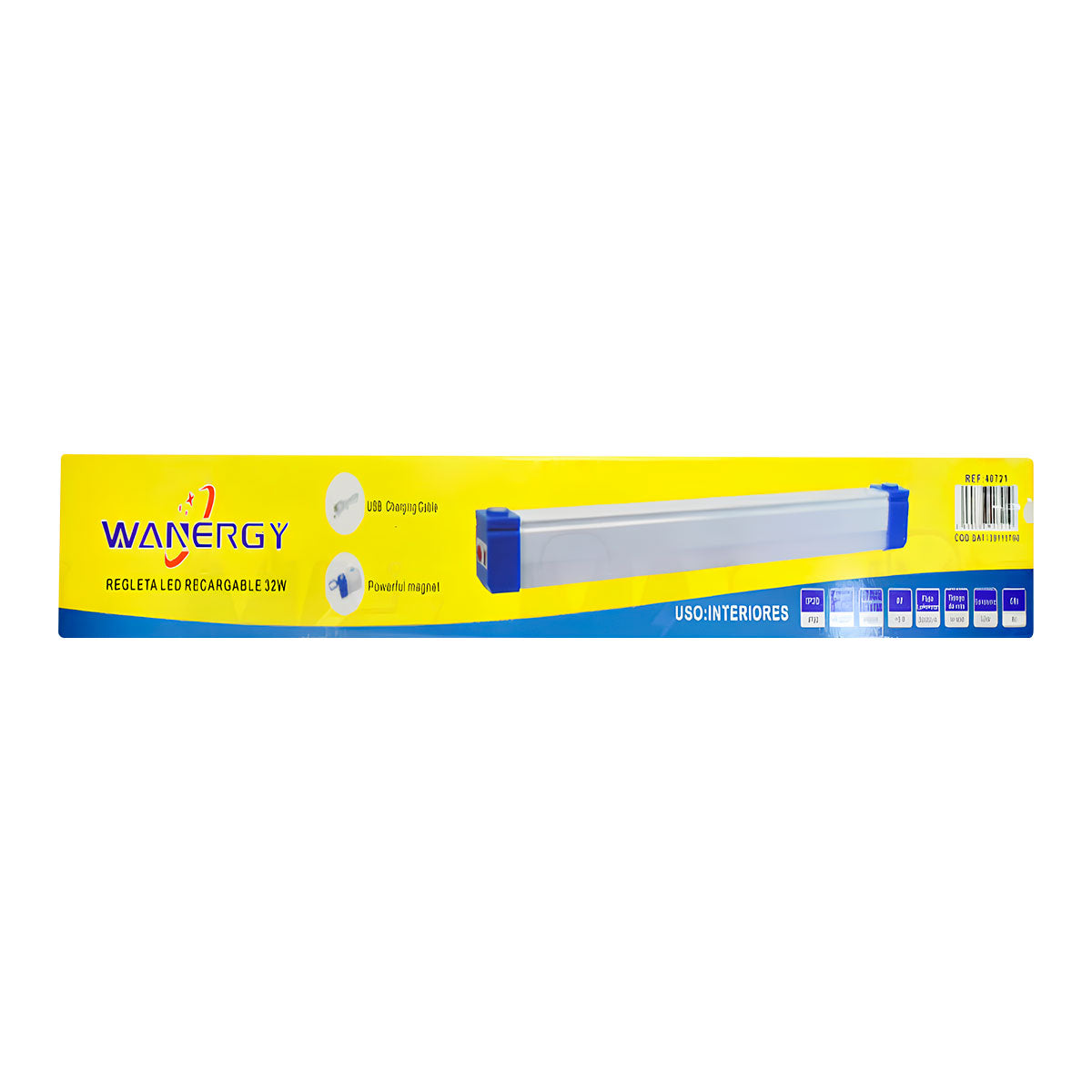 Tubo LED Regleta Recargable Emergencia 32W 8000K WANERGY Ferreabasto
