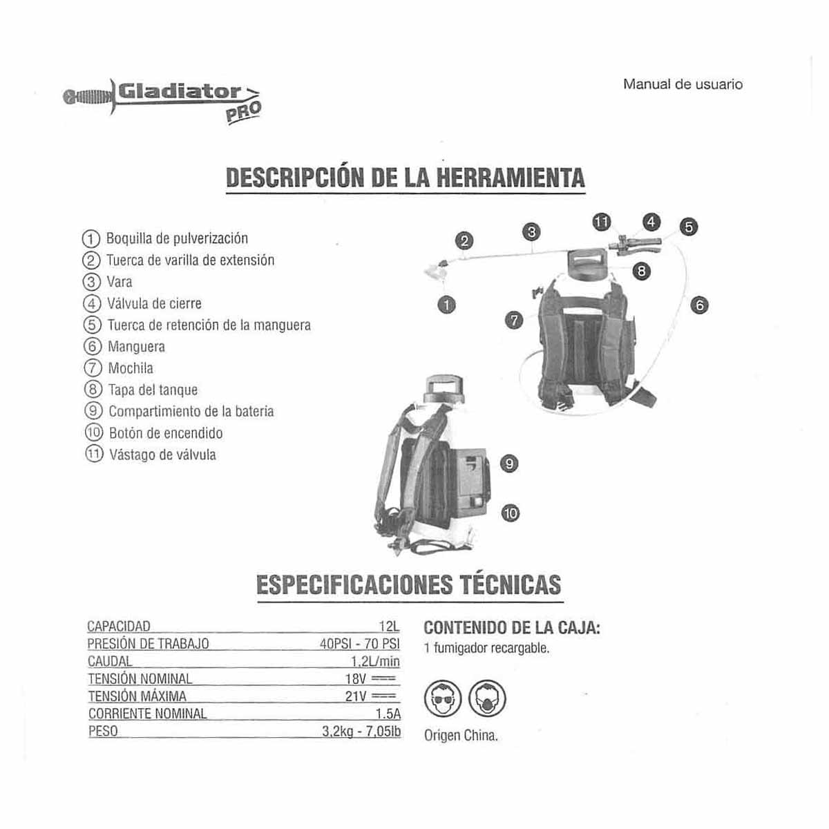 Fumigadora Aspersora Electrica 12L Recargable Profesional