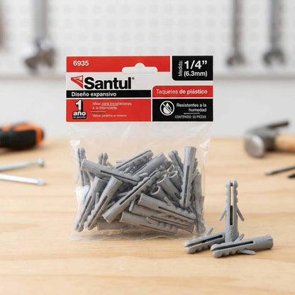 Bolsa Con 50 Pzs Taquete De Plastico Expansivo 1/4 Pulg