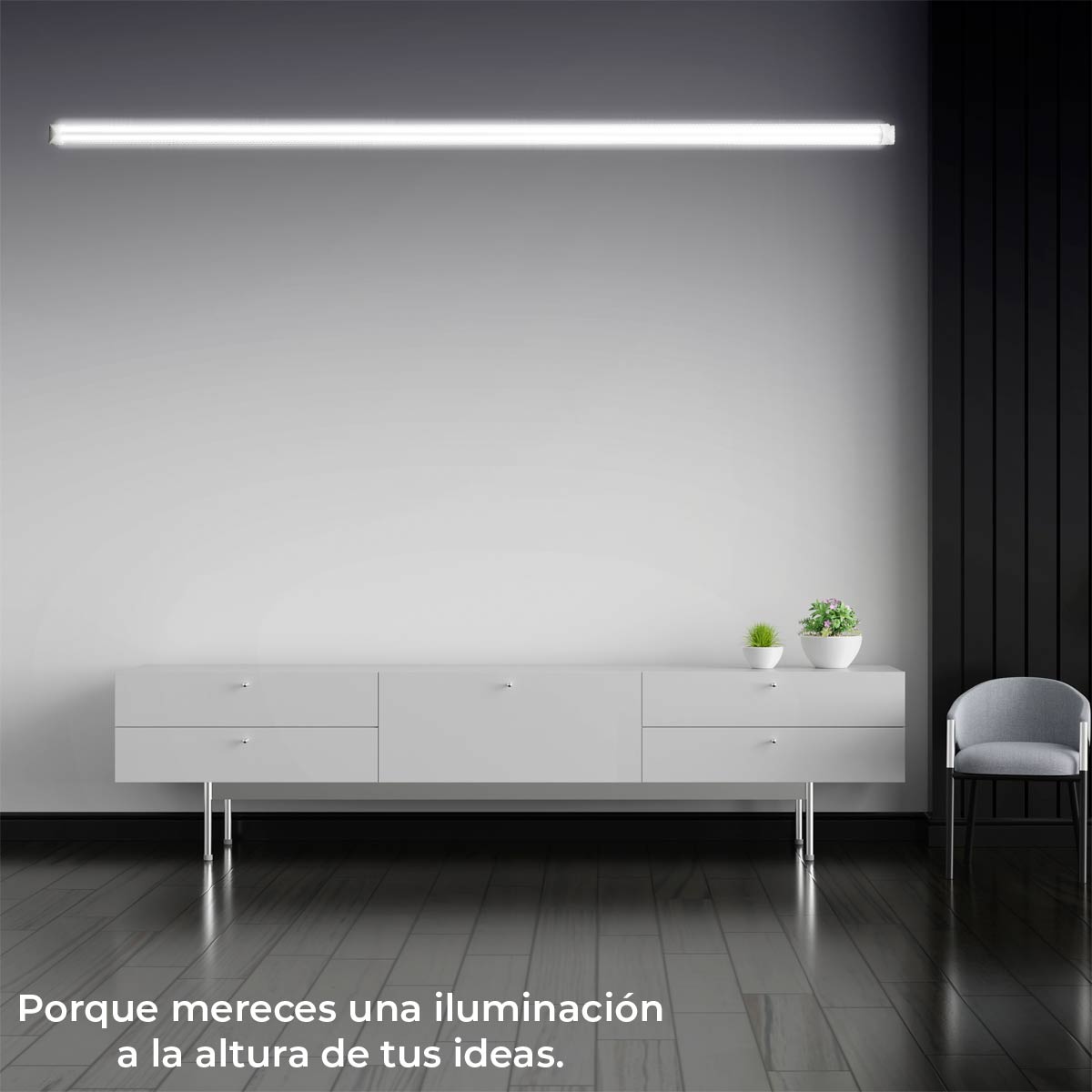 Tubo Led Base Aluminio Doble Tira Luz Blanca 30w=180w 1.20m KYT Ferreabasto