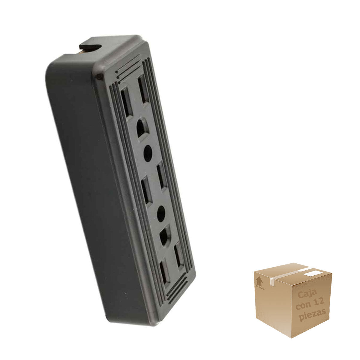 12 Pzs Contacto Base Triple Abs Negro 127V 15A Yeilite Ferreabasto Ferreabasto