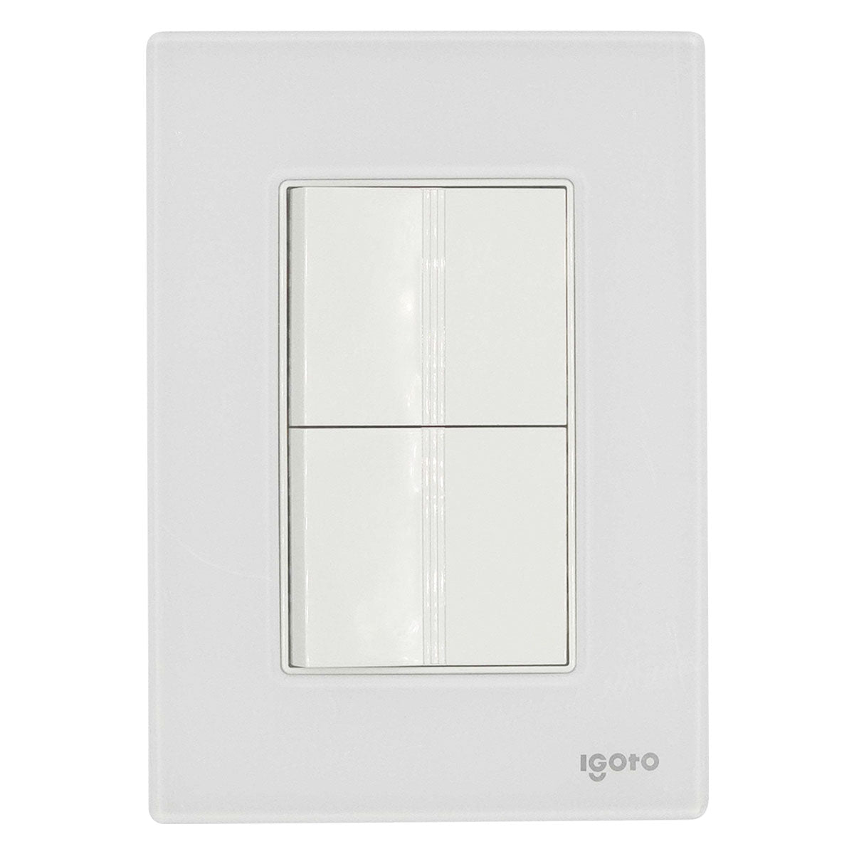 Placa Armada Cristal Con 2 Apagadores Sencillos de 1.5 Modulos Blanco Igoto IGOTO Ferreabasto