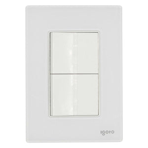 Placa Armada Cristal Con 2 Apagadores Sencillos de 1.5 Modulos Blanco Igoto IGOTO Ferreabasto