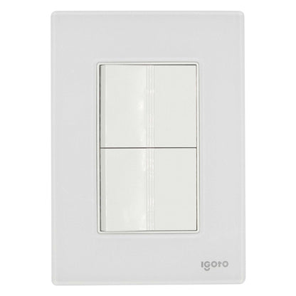 Placa Armada Cristal Con 2 Apagadores Sencillos de 1.5 Modulos Blanco Igoto IGOTO Ferreabasto