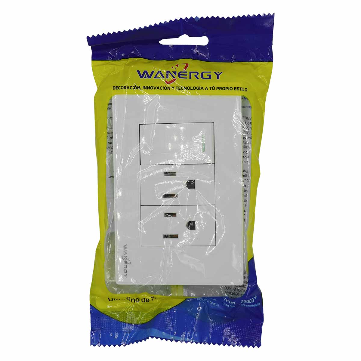 Placa Armada Con 1 Apagador Sencillo y 2 Contactos De 1 Modulo Blanco WANERGY Ferreabasto