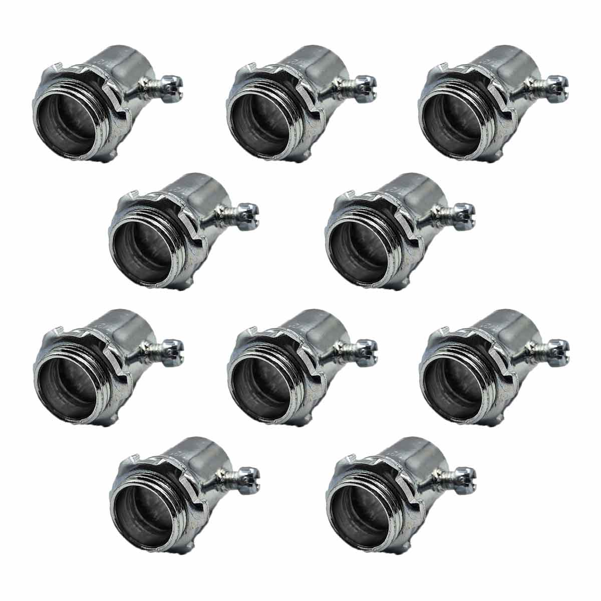 10 Pzs Conector Para Tubo EMT Acero Galvanizado De 1/2 Pulg Ferreabasto Ferreabasto