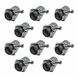 10 Pzs Conector Para Tubo EMT Acero Galvanizado De 1/2 Pulg Ferreabasto Ferreabasto