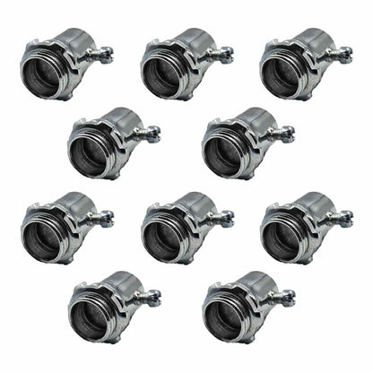 10 Pzs Conector Para Tubo EMT Acero Galvanizado De 1/2 Pulg Ferreabasto Ferreabasto