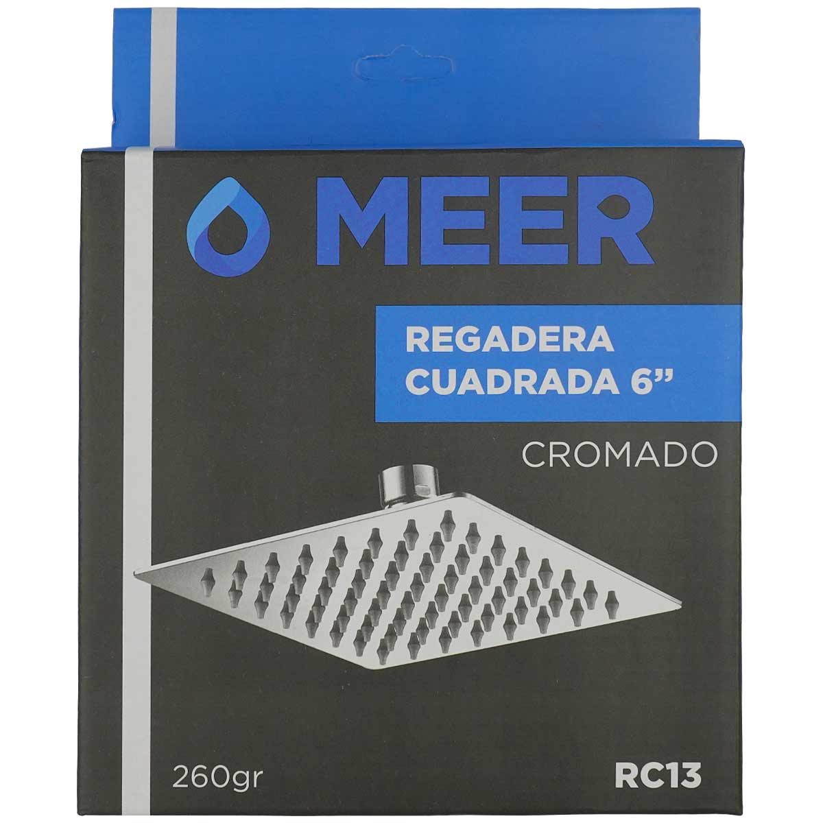Regadera Cuadrada 6" Acero Inoxidable Deluxe NOM Meer