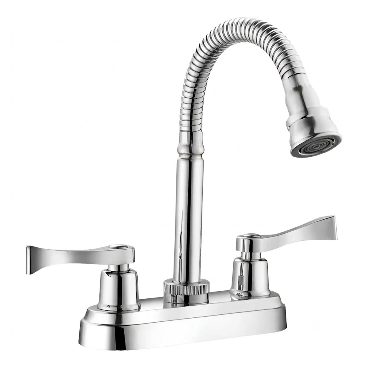 Mezcladora Para Lavabo Cuello Flexible De Acero Inoxidable Con Cubierta Y Manerales ABS Cromado Roalflux