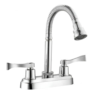 Mezcladora Para Lavabo Cuello Flexible De Acero Inoxidable Con Cubierta Y Manerales ABS Cromado Roalflux