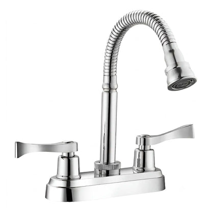 Mezcladora Para Lavabo Cuello Flexible De Acero Inoxidable Con Cubierta Y Manerales ABS Cromado Roalflux