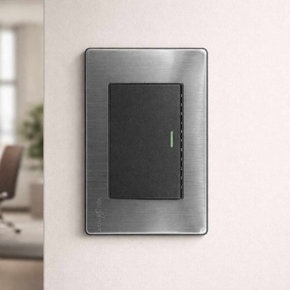 Placa Armada Con 1 Apagador Sencillo De 3 Modulos Acero Inox