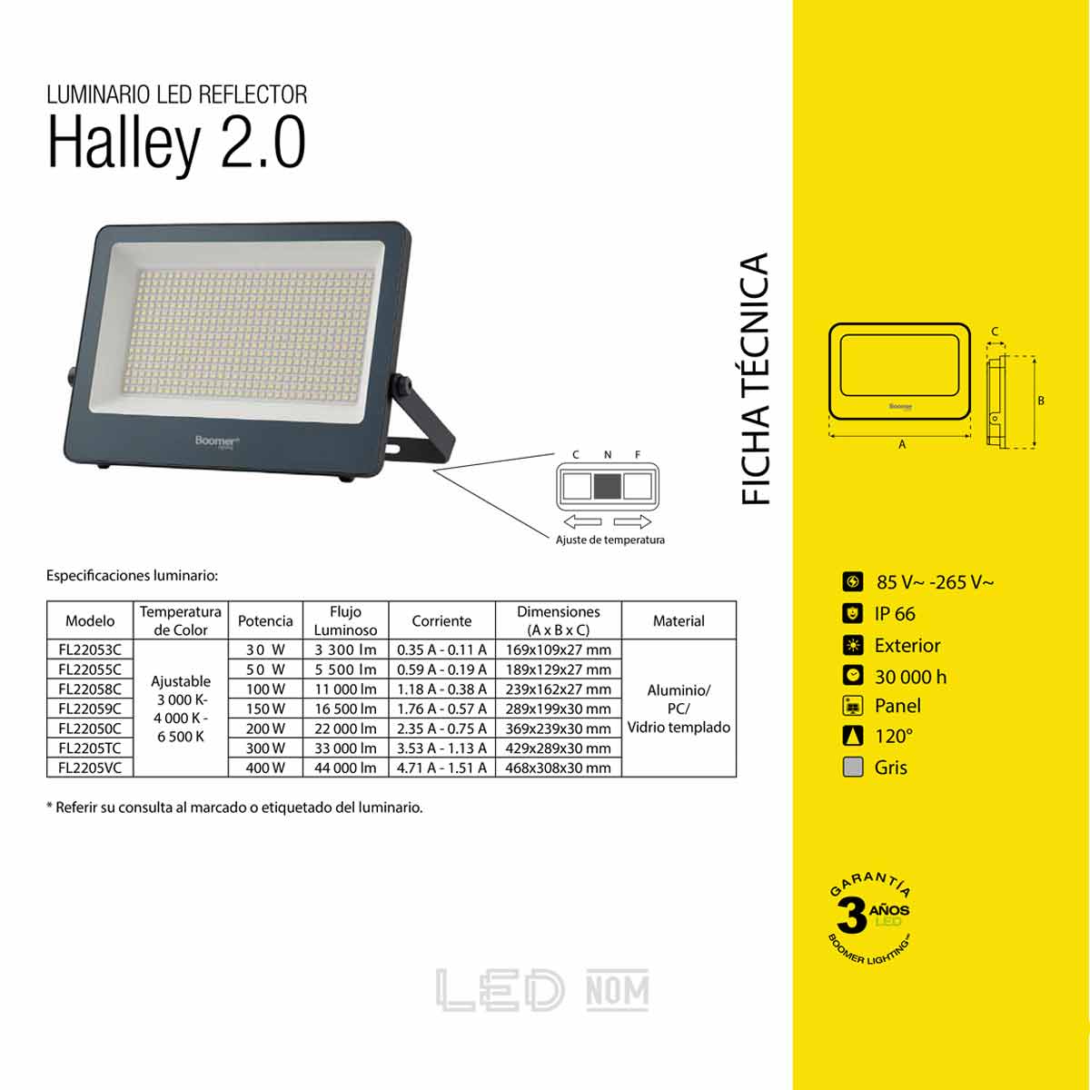 Lampara Luminario Led Reflector Luz Ajustable 100W